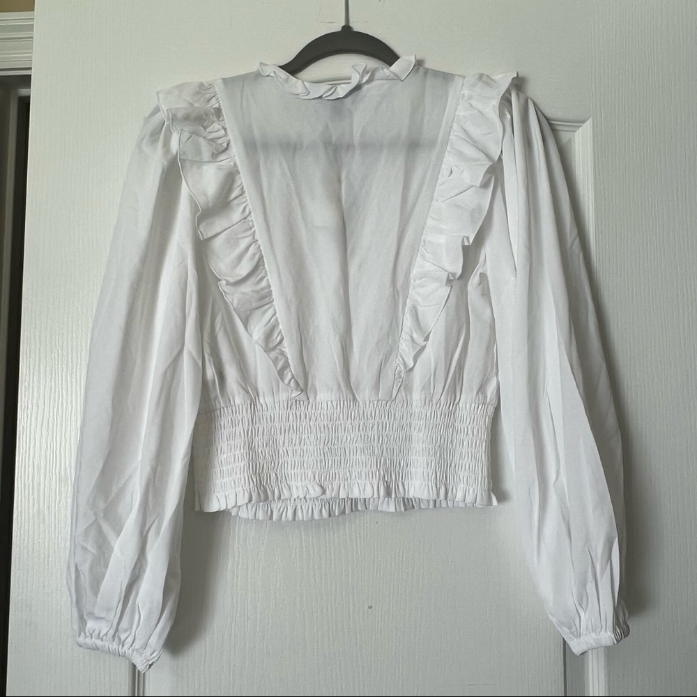 Express V Neck Ruffle Blouse - Picture 5 of 7